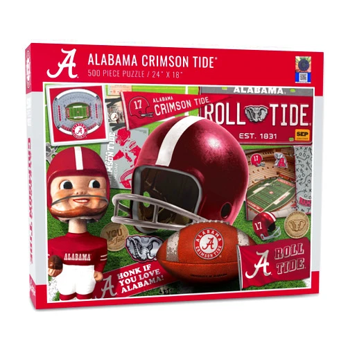 YouTheFan NCAA Alabama Crimson Tide Retro Series Puzzle - 500 Pieces, Team Colors, Large