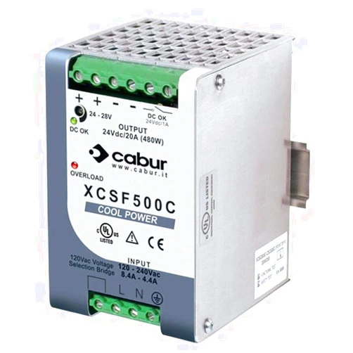 Automation Systems Interconnect ASI XCSF500C DIN Rail Mount Power Supply with Redundancy Capability, 24 VDC, 500W, 20 amp Output, 90 to 264 VAC Input