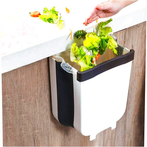 Demoyaya Hanging Trash Can, Mini Folded Waste Bin Folded for Kitchen Cabinet Door Home Garden Office School Kitchen Bathroom
