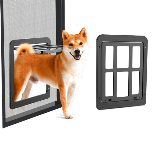 Ownpets Dog Screen Door, Inside Door Flap 11x13 Inch Lockable Pet Screen Door Magnetic Closure Sturdy Doggie Door for Screen Door(Black)