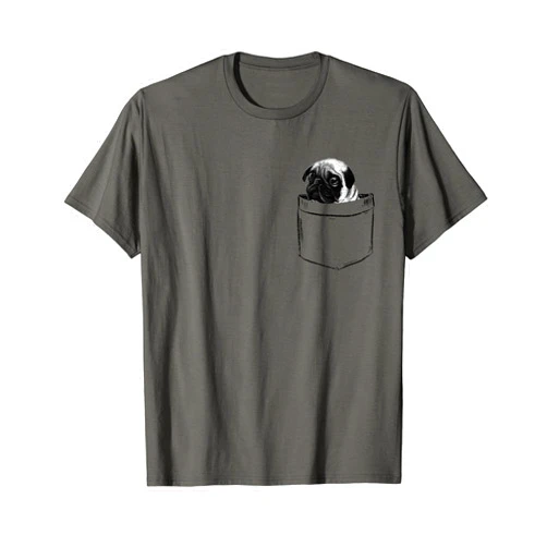 KNG-Art Puggy Puppy Pet Ever Costumes Pocket Baby Pug Dog Love-r Dad Mom, Boy Girl Funny T-Shirt