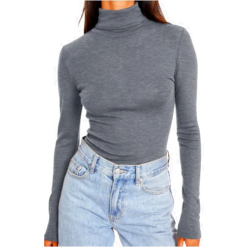 Trendy Queen Women's Turtleneck Long Sleeve Shirts Fall Fashion Basic Thermal Underwear Tops Winter Clothes 2024