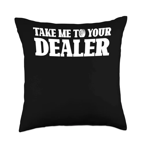 Race Truck Dealership Take Me to Your Car Dealer Aesthetic Lettering Auto Salesman Throw Pillow, 18x18, Multicolor