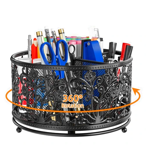 EKNITEY Pencil Holder for Desk - Cute Rotating Pen Organizer Caddy Desktop Storage Stationery Supplies for Office Home Classroom School