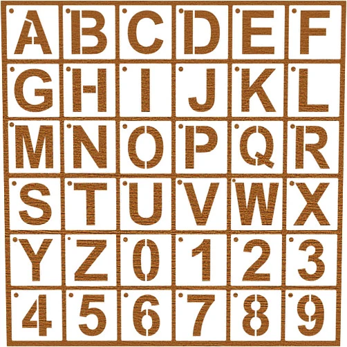 XQIGI 2 Inch Letter Stencils and Numbers Template, 36 Pcs Alphabet DIY Art Craft Stencils, Reusable Plastic Stencil for Painting Wood Wall Rock Chalkboard Signage Letter School Art Projects (2in)