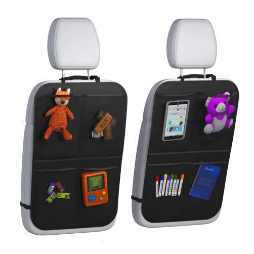 lebogner Back Seat Cover for Kids + 4 Pocket Storage Organizer, 2 Pack X-Large Waterproof Kick Mats Backseat Protector, Car Seat Back Protectors for Vehicles to Protect from Dirt, Mud & Scratches