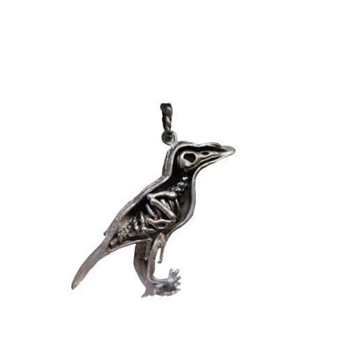 DTREEL Black Brass Vintage Decadent Crow Skull Figurine,Car Keychain Pendant,Handmade Copper Skeleton Bird Woven Rope Key Chain Ring Hanging Jewelry Accessories for Men