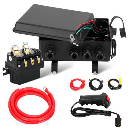 Anrain 12V 500A Winch Solenoid Relay, Winch Solenoid Relay Contactor Box with Hand Corded and 4pcs Pre-Wires, 12v 500a Winch Solenoid Contactor Relay for 8000lb-17000lb ATV UTV Truck Jeep Winches