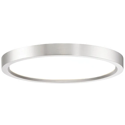 Quoizel Outskirts Round Flush Mount Ceiling Light, 11 Inch Brushed Nickel, Dimmable Integrated LED 1500 Lumens, 14 W, Close to Ceiling Light Fixtures for Hallway, Kitchen, Bedroom or Bathroom