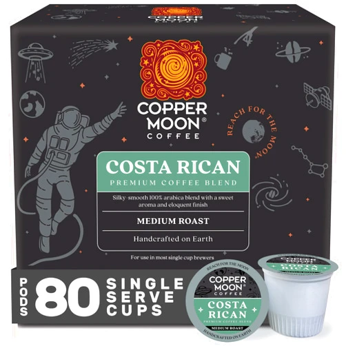 Copper Moon Single Serve Coffee Pods For Keurig K-Cup Brewers, Medium Roast, Costa Rican Blend, 80 Count