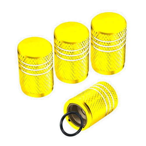 Ziciner 4 PCS Tire Valve Stem Cap Cover, Dustproof Valve Cover with Rubber Ring, Corrosion Resistant Leak-Proof Aluminum Alloy Wheel Valve Covers for Car, Truck, Motorcycle, Bike (Pure Gold)