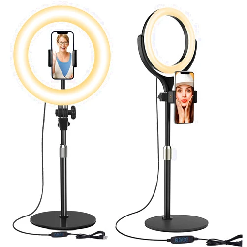 Yarrashop Computer Ring Light for Video Conferencing Lighting - Desk Zoom Light for Laptop with Stand & Phone Holder, Selfie Ring Light for Webcam Light, Video Recording, Zoom Meeting, Makeup, Live Stream