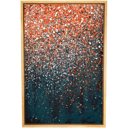 SIGNWIN Framed Canvas Print Wall Art Red Geometric Paint Splatter Collage Abstract Shapes Digital Art Modern Art Decorative Contemporary Colorful for Living Room, Bedroom, Office - 24