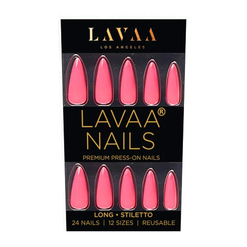 Lavaa Beauty BUBBLEGUM BAE Press-On Nails by Lavaa Beauty | Long Stiletto | Pink Glossy Stiletto Nails