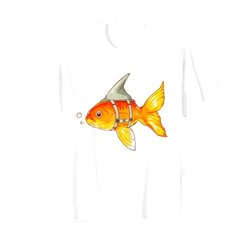 Cute Shark Finn Goldfish Beast Fun Parody Shark Fin Back Goldfish T-Shirt