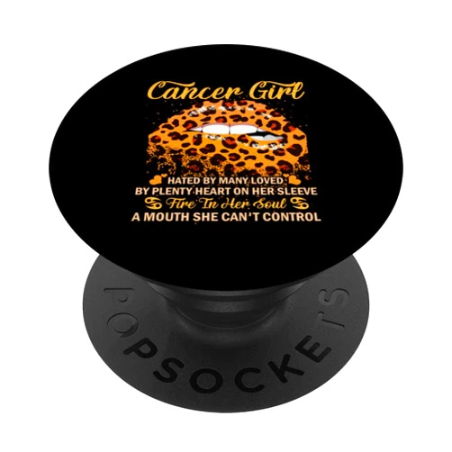 Cancer Girl Birthday Leopard Sexy Lip Zodiac PopSockets Swappable PopGrip