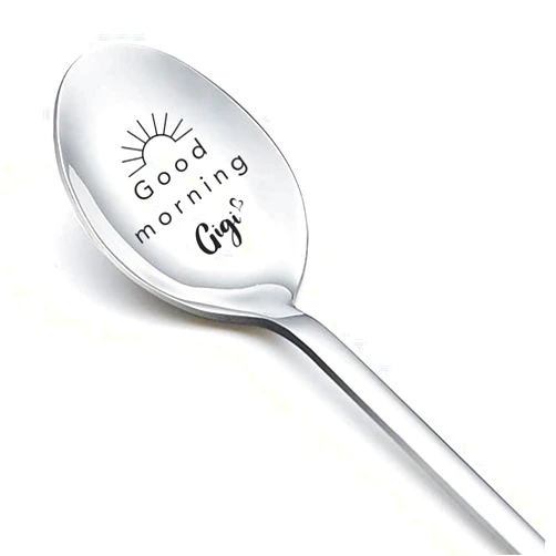 RFTWXHPN Gigi Gifts for Grandma Christmas Gift from Granddaughter Grandson Good Morning Gigi Spoon for Best Gigi Grandma birthday Mother's Day Gift for Gigi Nana Tea Coffee Spoons