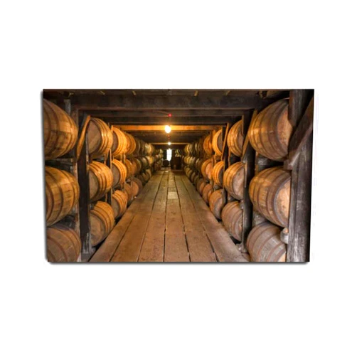VIUBGCPS Canvas Print Pictures Wall Art Painting Looking Down Walkway in Bourbon Aging Warehouse Framed & Stretched Posters Ready to Hang Home Decor Artworks - 20x32inch