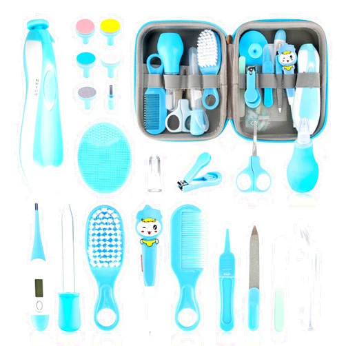 Esonto Baby Healthcare and Grooming Kit, 22pcs Baby Electric Nail Trimmer Set Newborn Nursery Health Care Set for Newborn Infant Toddlers Baby Boys Girls Kids Haircut Tools (22 Kits Blue)