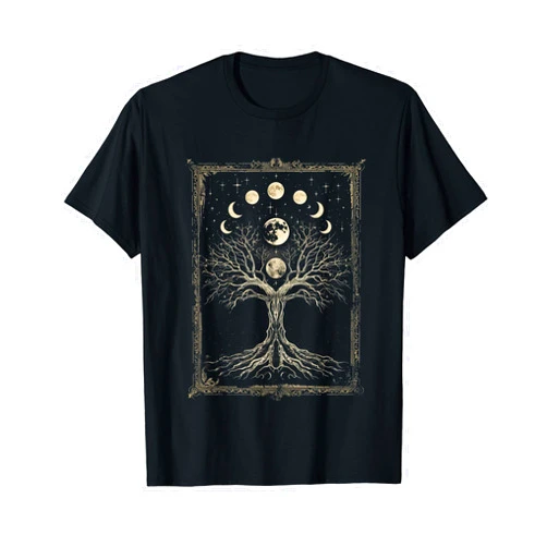 The Tree of Life Fan Co. Yggdrasil Tree of Life with Moon Phases T-Shirt