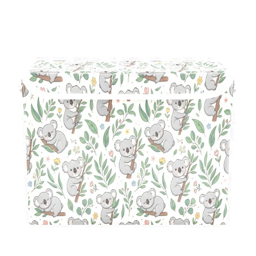 FUGIDOG Koala Storage Bins with Lids Decorative Fabric Storage Boxes with Handles Closet Organizer Foldable Baby Basket for Nursery Bedroom Office