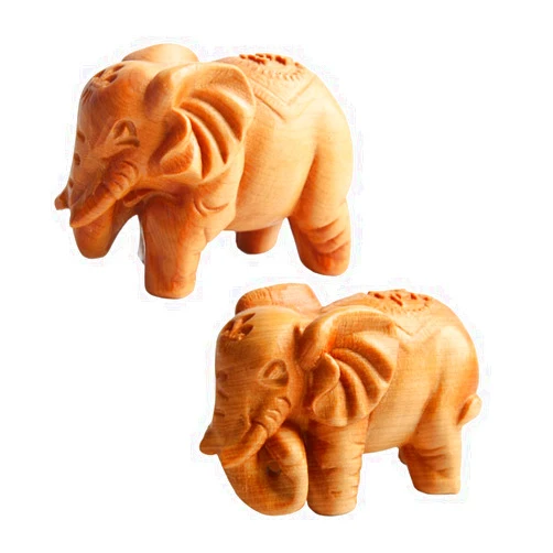 Comidox 2Pcs Wood Elephant Woodcarving Wood Crafts Antique Decoration