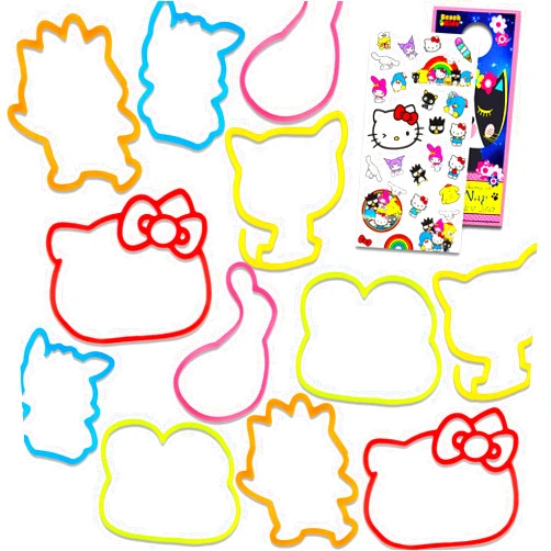 Hello Kitty Silly Bandz Pack - 48 Pc Silly Bandz Bundle with Character Bracelets Featuring Hello Kitty, Keroppi, My Melody, More Plus Stickers | Hello Kitty Character Bracelets