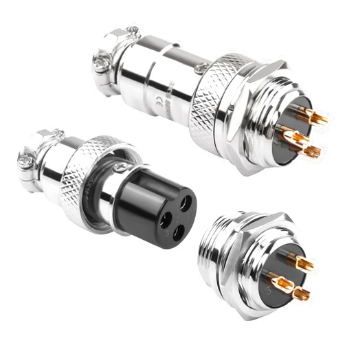 QIANRENON Gold Plated GX16 Aviation Plug Socket GX16 3Pin Male Bulkhead Mount Aviation Plug GX16 3Pin Female Cable Soldered Airline Connector M16 400V/7A, for Electrical Electronic Connection, 2Pcs