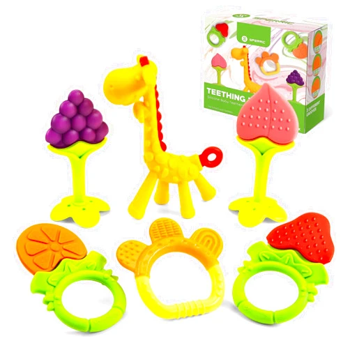Sperric Teethers for Babies 0-6 Months - Newborn Infant Baby Teething Toys - Freezer Safe Silicone Baby Teether - Frozen Teething Toys for Babies 0-6 Months - Baby Teethers Chew Toys 6 Pack -Perfect Baby Gift