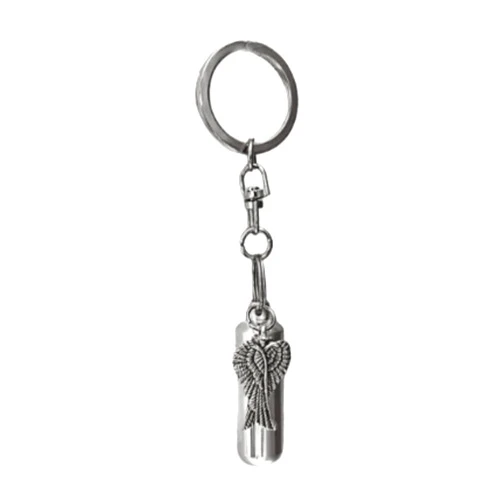 Pasco Specialty Products ANGEL WINGS ANOINTING OIL HOLDER/VIAL on Swivel Stainless Steel Keychain with Velvet Pouch & Funnel - Made In USA