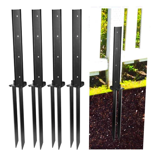 Tgzwme 4-Pack Heavy Duty Steel Wooden Fence Post Bracket, Fence Post Repair Kit,Anchor with Anti-Rust for Repairing Tilted Broken Fence Post Garden Stakes