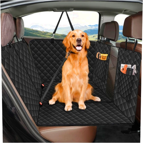 CJMAVUT Back Seat Extender for Dogs Hard Bottom Dog Hammock for Car SUVs, Trucks, Pickups, Pet Cruiser Hard Bottom Car Seat Extender, Expanding Car Rear Row Dog Car Seat Hammock