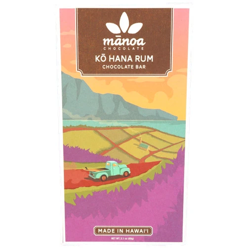 MANOA CHOCOLATE Chocolate Rum Bar, 2.1 OZ