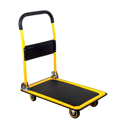 MaxWorks 80876- Foldable Platform Truck Push Dolly 330 lb. Weight Capacity Black and Yellow 28.75