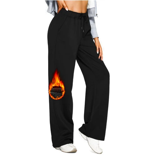 G4Free Fleece Lined Pants Women Wide Leg Sweatpants Winter Leggings Yoga Pants with Pockets Lounge Workout Stretch Pants