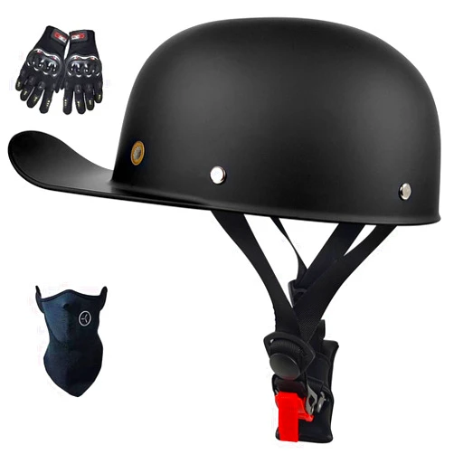 Sanhai Baseball Cap Motorcycle Helmet,DOT Approved Vintage Open Face Unisex-Adult Half Helmets for Scooter Moped Cap Street Cruiser