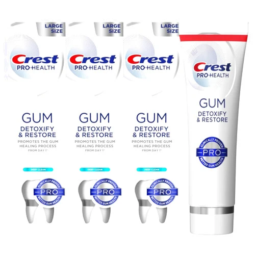Crest Pro-Health Gum Detoxify and Restore Deep Clean Toothpaste, 4.6 Ounce (Pack of 3), Crest Toothpaste, Anticavity, Antibacterial Flouride Toothpaste, Clinically Proven, Gum and Enamel Protection