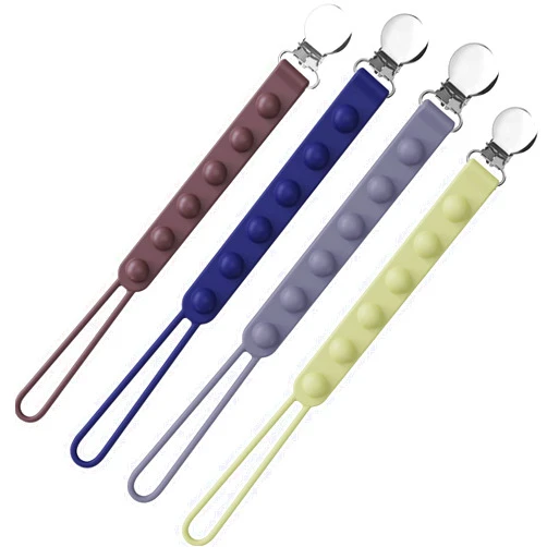 Viyuse One-Piece Paci Chain Pacifier Clip Silicone Pacifier Holder Teether Clip Soothers Binky Holder for Baby Pacifier Leashes&Cases Girls and Boy Birthday Christmas Shower Gift Grey 4pack