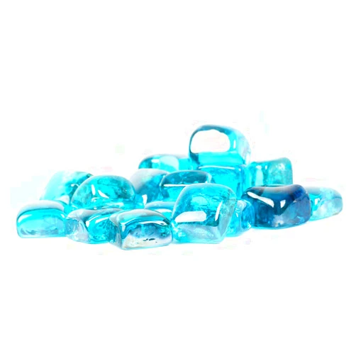 Stanbroil 10-Pound Fire Glass Cubes - 1 inch Fire Glass for Fireplace Fire Pit, Caribbean Blue Reflective