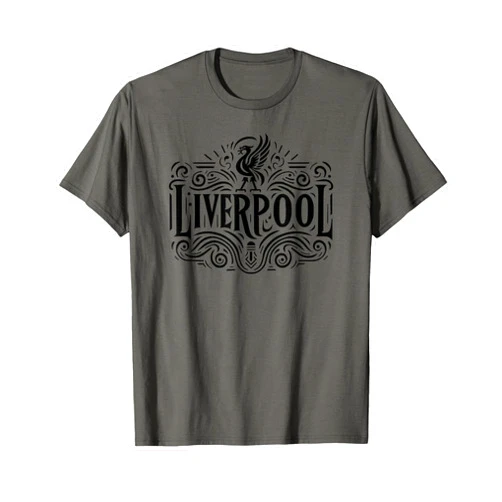 Utopia Sport Liverpool England Shop Liverpool England Ornate Black Print T-Shirt