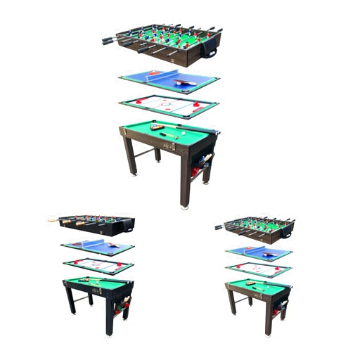 KICK Quad 48″ 4-in-1 Multi Game Table - Combo Game Table Set - Foosball, Billiards/Pool, Glide Hockey and Table Tennis for Home, Game Room, Friends and Family!