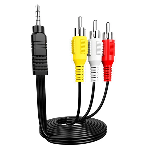FAWETTY 3.5 mm to RCA AV Camcorder Video Cable,3.5mm 18 TRRS Male to 3 RCA Male Plug Adapter Cord for TV,Smartphones,MP3, Tablets,Speakers,Home Theater - 5ft1.5M