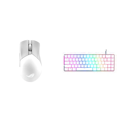 ASUS ROG Gladius III Wireless Gaming Mouse, 36000 DPI, 6 Buttons, Replaceable Switches & ROG Falchion Ace 65% RGB Compact Gaming Mechanical Keyboard, Lubed ROG NX Brown Switches