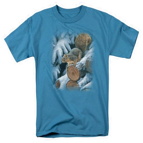 Trevco Wildlife Wood Pile Squirrel Unisex Adult T Shirt for Men and Women