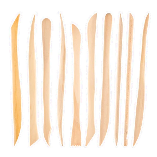 JIYIN 10 Piece Wooden Clay Sculpting Tool, 6'' Double Ended Ceramic Wooden Clay Modeling Sculpture Tool Polymer Pottery Dough Modeling Tool Kit for Cutting Carving Detailing and Smoothing