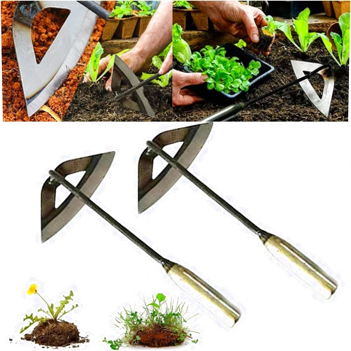 MOTEERLLU Garden Tools Hollow Hoe, All-Steel Hardened Hollow Hoe, Sharp Garden Edger Weeder, Durable Gardening Hoe Hand Tool Weed Puller Accessories for Backyard Weeding, Soil Loosening, Farm Planting (2PCS)