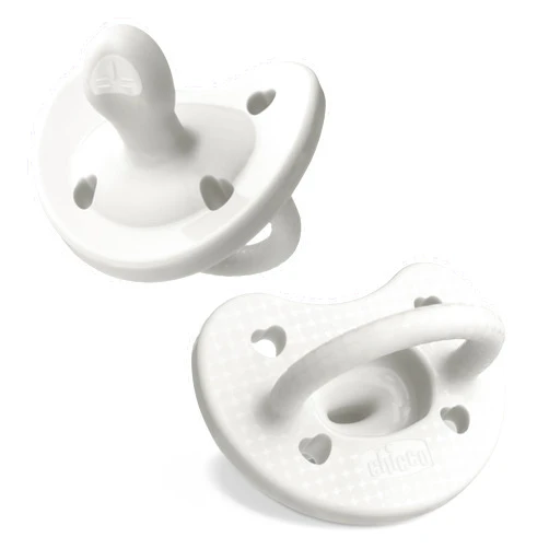 Chicco PhysioForma Luxe Silicone One Piece Pacifier for Babies Aged 0-6m | Fashion Textured Shield | BPA & Latex Free| Reusable Sterilizing Case| Pearl Grey, 2pk