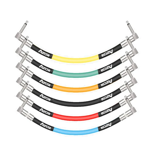 AZOR Guitar Patch Cables Right Angle,12 cm Instrument Cables for Guitar Bass Effect Pedals 6 Pack (Multicolored)