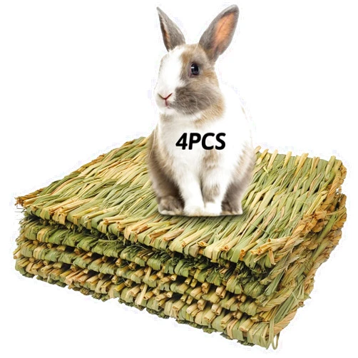 Hamiledyi Grass Mat for Rabbit Bunny Chew Toys Woven Bed Mat for Guinea Pig Chinchilla Squirrel Hamster Cat Dog and Small Animal