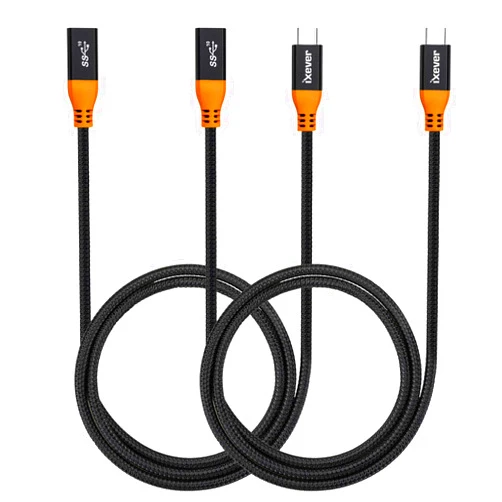 IXEVER USB-C Extension Cable 3.3ft (2-Pack), USB 3.1 Type-C Gen 2 (10Gbps) Male to Female Extender Cord Compatible with Nintendo Switch, MacBook, Pro Pixel 3 3 XL